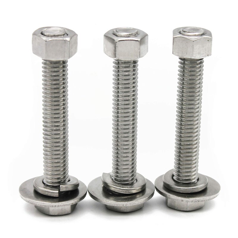 Fullerkreg (6 Sets) 3/8-16x2 Stainless Steel Hex Head Screws Bolts, Nuts, Flat & Lock Washers, 18-8 (304) S/S, Fully Threaded by Bolt Fullerkreg - Image 5